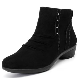 Women's Ankle Boots Casual Fashion Ladies Chunky Heeled Booties Comfortable Low Mid Heel Round Closed Toe Fall Winter Boots for