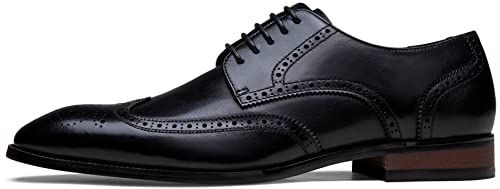 Men's Dress Shoes Leather Wingtip Formal Business Oxford Shoes Brogue Retro Derby Dress Shoes for Men