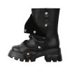 Women's Platform Punk Boots Slouch Fold Over Ankle Boots Pull On Ruched Boots
