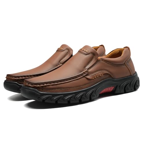 318MMJFcQeL.jpg Mens Slip On Casual Loafers Classic Outdoor Leather Walking Hiking Dress Shoes Comfortable for Work Office Shoes