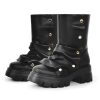 Women's Platform Punk Boots Slouch Fold Over Ankle Boots Pull On Ruched Boots