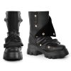 Women's Platform Punk Boots Slouch Fold Over Ankle Boots Pull On Ruched Boots