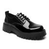 Men's Leather Platform Block Heel Oxfords Classic Round Toe Lace Up Lug Sole Soft Bottom Business Work Dress Shoes Non-Slip