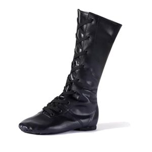 Jazz Shoes for Women Black Leather High Top Renaissance Boots for Men
