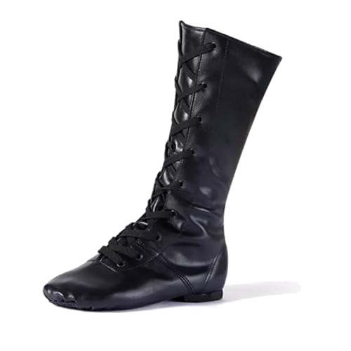 Jazz Shoes for Women Black Leather High Top Renaissance Boots for Men
