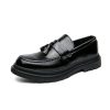 31g6oiGuw7L.jpg Men's Leather Tassel Platform Slip on Loafers Luxury Round Toe Lug Sole Non-Slip Dress Shoes Casual Low Block Heel Business Work