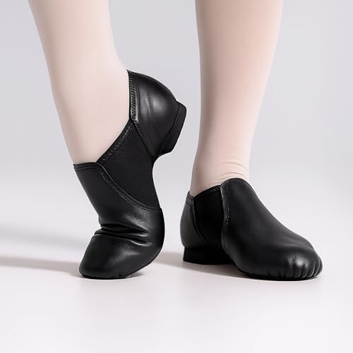 31yfiikmWwL.jpg Jazz Shoes for Women Men Leather Upper Slip-on Dance Shoes Unisex