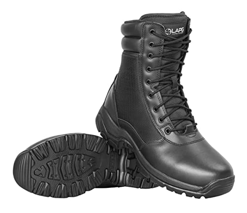 LAPG Men's Core 8" Side-Zip Tactical Work Boots, Lightweight and Durable Suede Leather Military Combat Boots for Hiking,
