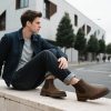 Men's Chelsea Boots Suede Leather Casual Cowboy Boots for Men
