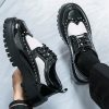Men's Patent Leather Platform Dress Shoes Classic Round Toe Thick Lug Sole Lace Up Oxfords Comfort Block Heel Derby Business