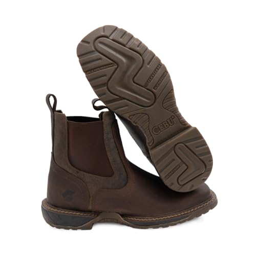 Men's BC Thunder Soft Toe Chelsea Work Boot – Lightweight Pull-On Mid-Duty EVA Sole, Flexible and Durable, Handcrafted Leather