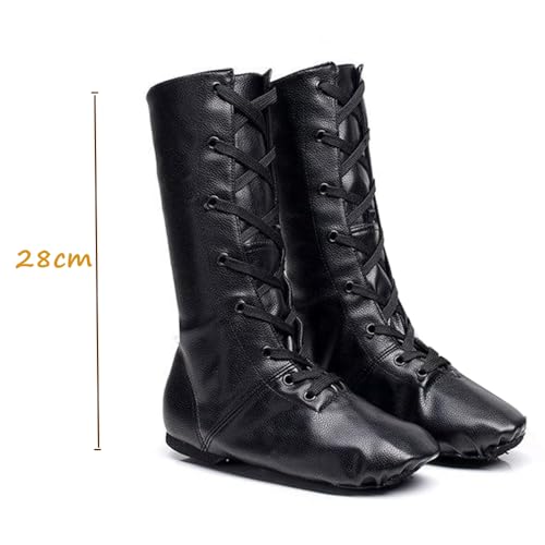 Jazz Shoes for Women Black Leather High Top Renaissance Boots for Men