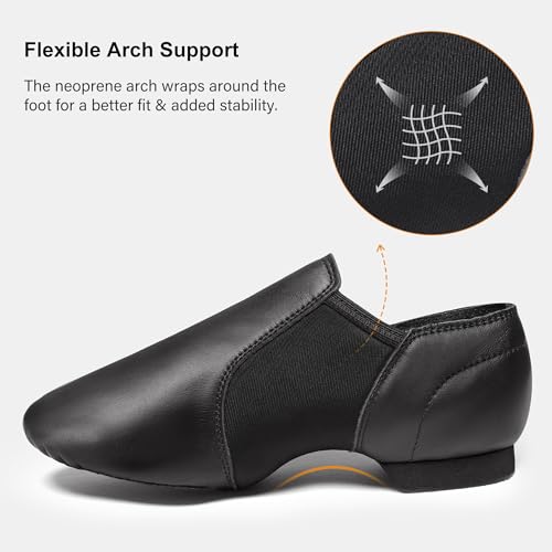 4187zTKRr9L.jpg Jazz Shoes for Women Men Leather Upper Slip-on Dance Shoes Unisex