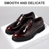 Men's Patent Leather Lace Up Platform Work Oxfords Round Toe Slip Resistant Low Top Lug Sole Brogues Dress Shoes Comfortable