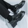 Men's Patent Leather Platform Dress Shoes Classic Round Toe Thick Lug Sole Lace Up Oxfords Comfort Block Heel Derby Business