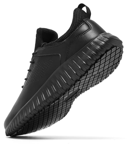41CRsg66lHL.jpg Men's Non Slip Work Shoes Lace Up Slip Resistant Sneakers Waterproof Food Service Kitchen Chef Restaurant Slip On Walking Shoes