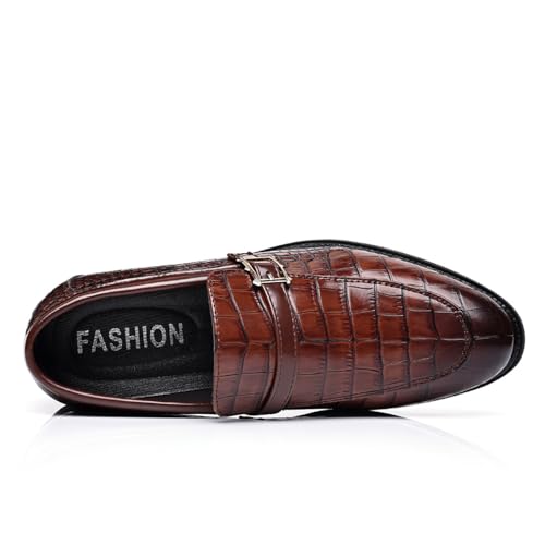 41D5nfflubL.jpg Men's Dress Crocodile Print Slip-on Classic Leather Loafers Casual Oxford Shoes
