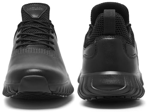 41Dt86DmgjL.jpg Men's Non Slip Work Shoes Lace Up Slip Resistant Sneakers Waterproof Food Service Kitchen Chef Restaurant Slip On Walking Shoes