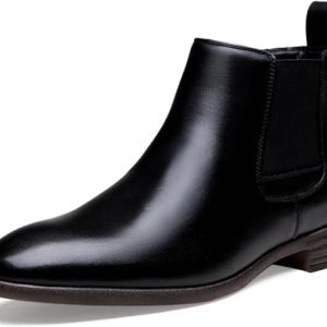 Men's Chelsea Boots Leather Lightweight Casual Chukka Ankle Boots Classic Elastic Dress Boots for Men