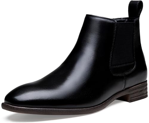 Men's Chelsea Boots Leather Lightweight Casual Chukka Ankle Boots Classic Elastic Dress Boots for Men