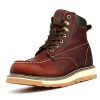 Moc Toe Work Boots for Men Waterproof Soft/Steel Toe Comfortable Full Grain Leather Non Slip Wedge Outsole Construction 6"