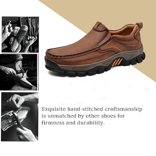 Men's Slip-On Loafers Comfortable Leather Casual Walking Shoes for Work Office Dress Outdoor