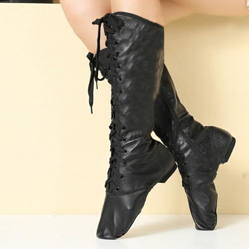 Jazz Shoes for Women Black Leather High Top Renaissance Boots for Men
