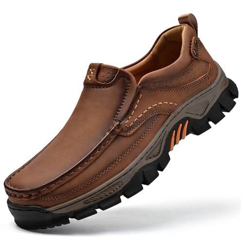 Men's Slip-On Loafers Comfortable Leather Casual Walking Shoes for Work Office Dress Outdoor
