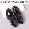 Men's Patent Leather Lace Up Platform Work Oxfords Round Toe Slip Resistant Low Top Lug Sole Brogues Dress Shoes Comfortable