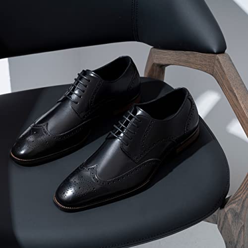 Men's Dress Shoes Leather Wingtip Formal Business Oxford Shoes Brogue Retro Derby Dress Shoes for Men
