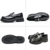 Men's Leather Printed Platform Slip-On Penny Loafers Fashion Round Toe Metal Decoration Non-Slip Lug Sole Business Dress Shoes