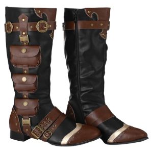 Medieval Pirate Boots Men Renaissance Costume Halloween High Tube Steampunk Leather Boots Cosplay Shoes Footwear