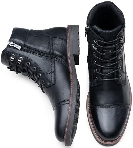 41Tb6kqaUQL.jpg Mens Boots Leather Retro Dress Boot Cap Toe Casual Motorcycle