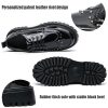 Men's Patent Leather Platform Dress Shoes Classic Round Toe Thick Lug Sole Lace Up Oxfords Comfort Block Heel Derby Business