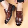 41UVRPuezL.jpg Men's Dress Crocodile Print Slip-on Classic Leather Loafers Casual Oxford Shoes