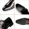 Men's Genuine Leather Monk Strap Loafers Fashion Classic Cap Toe Low Top Slip On Dress Oxford Shoes Business Casual Office