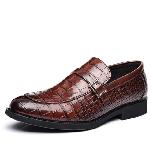 41VD6oz6GL.jpg Men's Dress Crocodile Print Slip-on Classic Leather Loafers Casual Oxford Shoes
