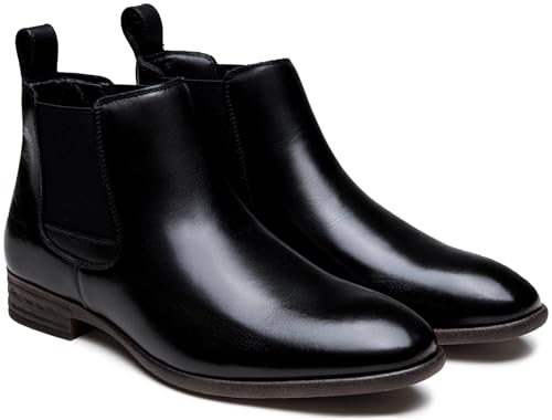 Men's Chelsea Boots Leather Lightweight Casual Chukka Ankle Boots Classic Elastic Dress Boots for Men