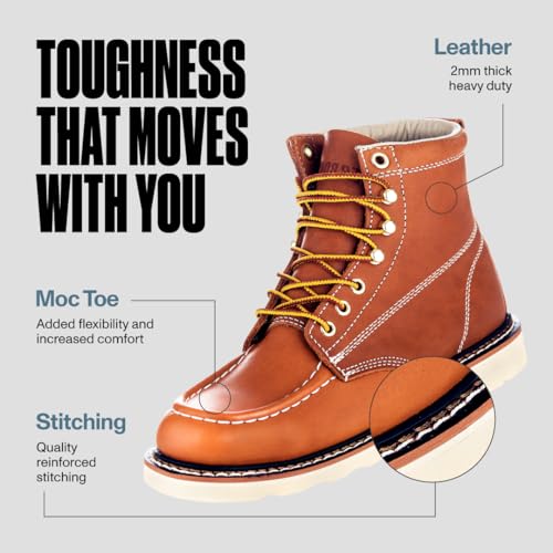 EverBoots Mens Work Boots for Men, Leather EverFit Lightweight Comfort Boot, Anti Slip & Shock Absorption, Soft Oil Grain,