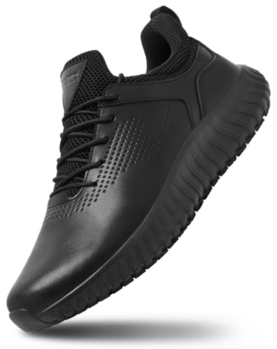 41Z452wQN9L.jpg Men's Non Slip Work Shoes Lace Up Slip Resistant Sneakers Waterproof Food Service Kitchen Chef Restaurant Slip On Walking Shoes