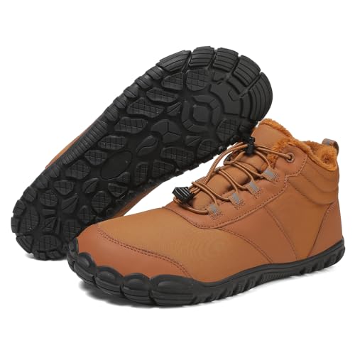 Winter Hike Barefoot Boots Womens,Minimalist Warm Zero Drop Snow Boot Slip On Barefoot Footwear Men Wide Waterproof hike