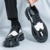 Men's Patent Leather Platform Dress Shoes Classic Round Toe Thick Lug Sole Lace Up Oxfords Comfort Block Heel Derby Business