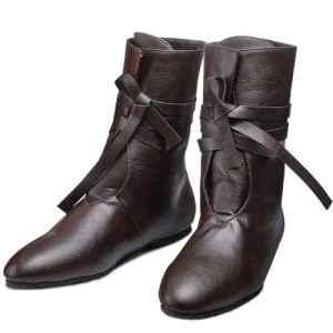 Men's Medieval Boots Renaissance Cosplay Festival Shoes Viking Leather Boots Non Slip Pirate Tied Shoes