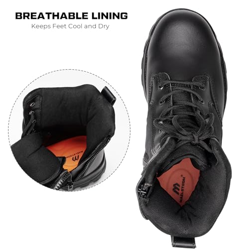41g5jmeNJ0L.jpg Men's Tactical Work Boots with Side Zipper – Lightweight Leather Military Style, Comfortable, Durable and Breathable for