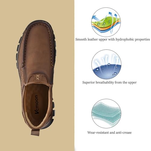 Men's Slip-On Loafers Comfortable Leather Casual Walking Shoes for Work Office Dress Outdoor