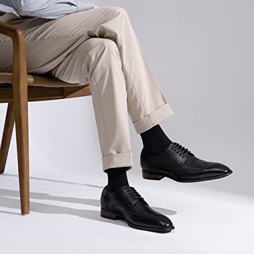 Men's Dress Shoes Leather Wingtip Formal Business Oxford Shoes Brogue Retro Derby Dress Shoes for Men