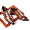 Men's Genuine Leather Monk Strap Loafers Fashion Classic Cap Toe Low Top Slip On Dress Oxford Shoes Business Casual Office