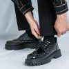 Men's Patent Leather Platform Dress Shoes Classic Round Toe Thick Lug Sole Lace Up Oxfords Comfort Block Heel Derby Business