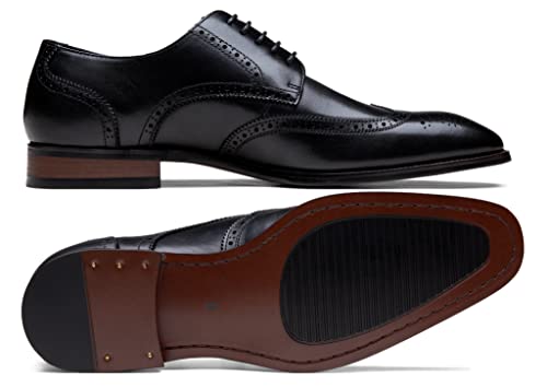 Men's Dress Shoes Leather Wingtip Formal Business Oxford Shoes Brogue Retro Derby Dress Shoes for Men