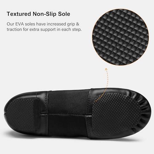 41kA3t3wbyL.jpg Jazz Shoes for Women Men Leather Upper Slip-on Dance Shoes Unisex